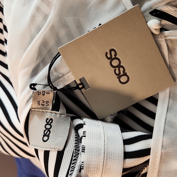 ASOS nautical stripe sheer sleeveless bodice crop top size 8 - Picture 6 of 6